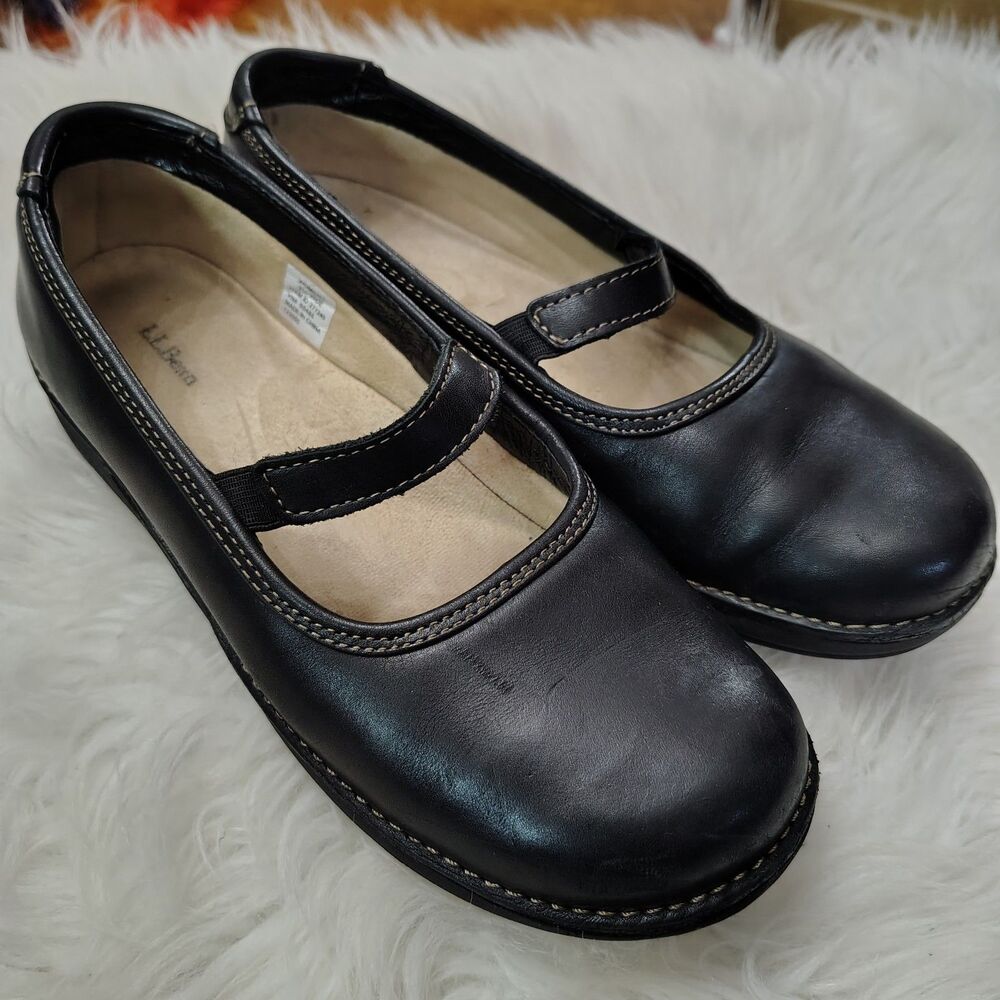 L.L. Bean Leather Comfort  Black Mary Janes Size 7.5W